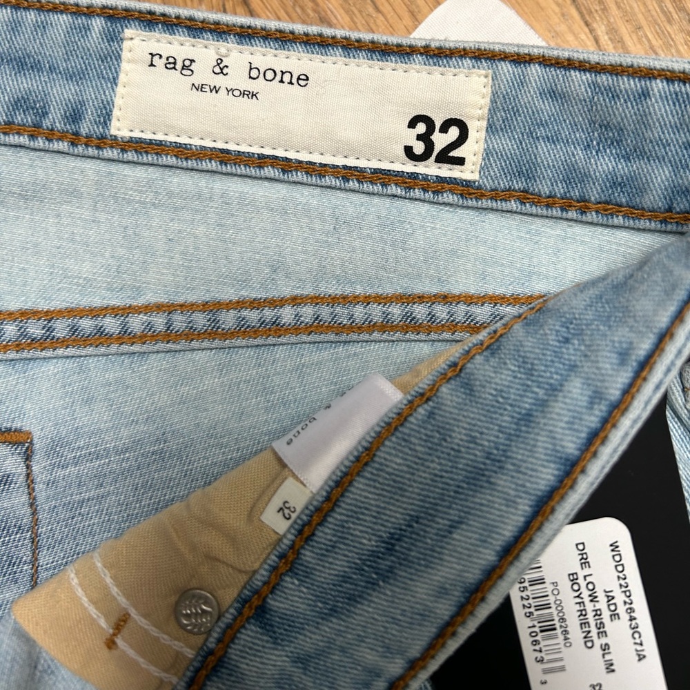 New Rag and Bone low rise boyfriend jeans light wash